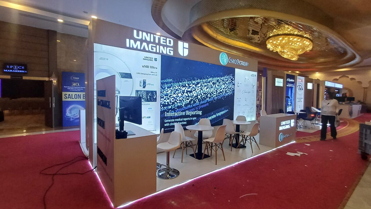 Large LED video wall exhibition stand